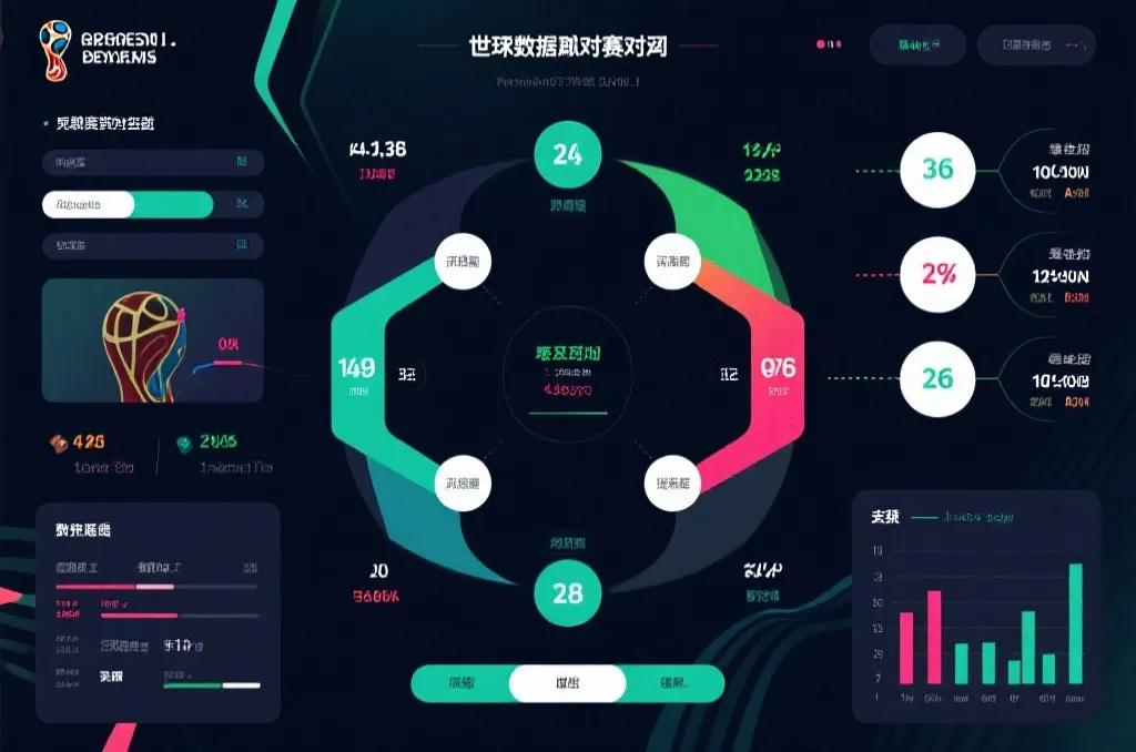 世界杯淘汰赛对阵图和积分变化示意页面